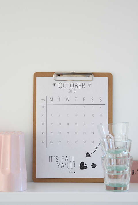 Gemaakt van Omhoog Odysseus oktober 2015 - printable calendar - Elske